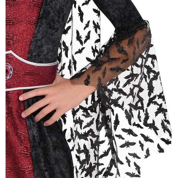 Vampire Wicked Queen Costume Child XL 14-16 BAT WING Sleeves Velvet Halloween - Picture 4 of 16